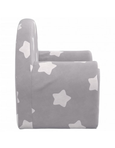 Divano per Bambini Grigio Chiaro con Stelle in Morbido Peluche