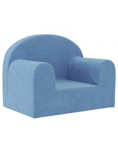 Divano per Bambini Blu in Morbido Peluche