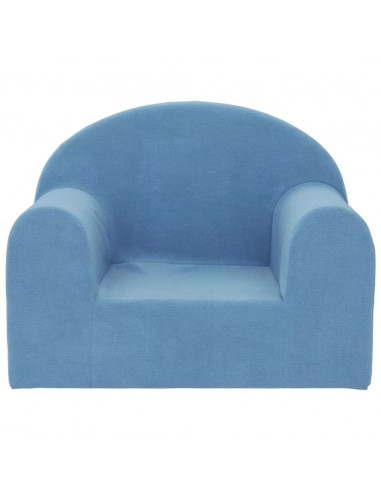 Divano per Bambini Blu in Morbido Peluche