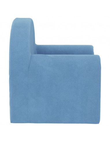 Divano per Bambini Blu in Morbido Peluche