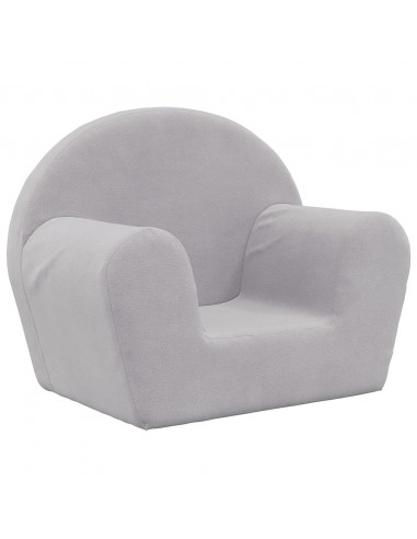 Divano per Bambini Grigio Chiaro in Morbido Peluche