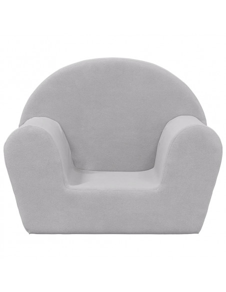 Divano per Bambini Grigio Chiaro in Morbido Peluche
