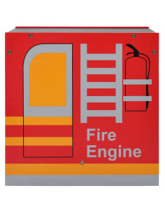 Set e Tavolo Sedie per Bambini 3pz Design Camion Pompieri Legno 2