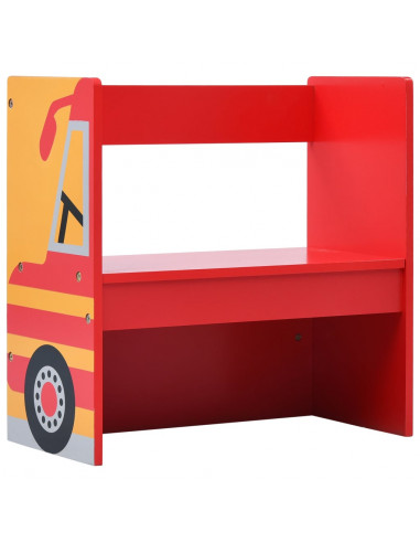 Set e Tavolo Sedie per Bambini 3pz Design Camion Pompieri Legno