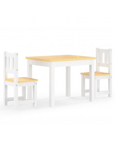 Set Tavolo e Sedie per Bambini 3 Pezzi Bianco e Beige in MDF 2