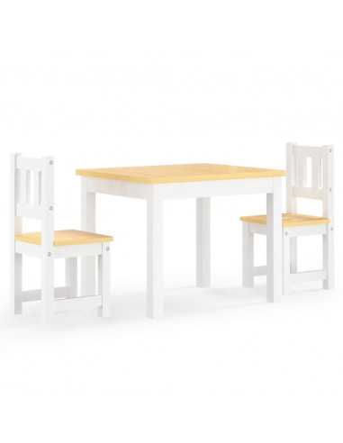Set Tavolo e Sedie per Bambini 3 Pezzi Bianco e Beige in MDF