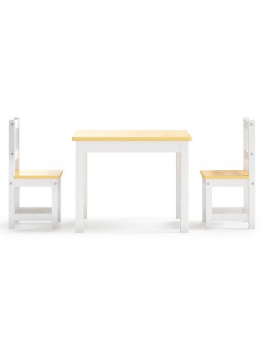 Set Tavolo e Sedie per Bambini 3 Pezzi Bianco e Beige in MDF