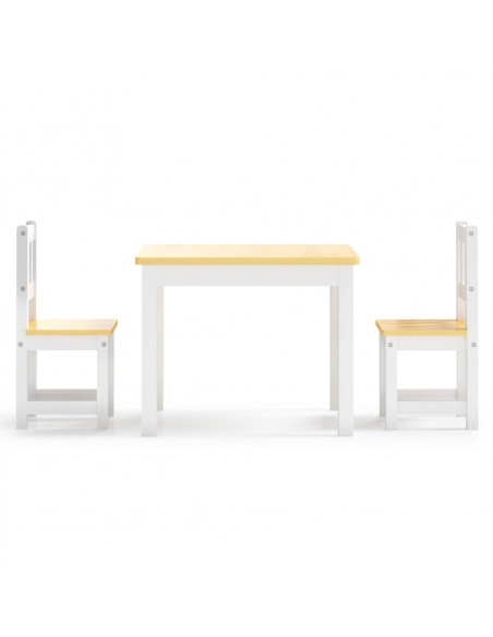 Set Tavolo e Sedie per Bambini 3 Pezzi Bianco e Beige in MDF