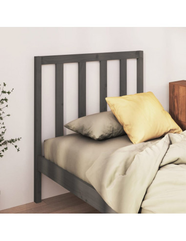 Testiera per Letto Grigia 81x4x100 cm in Legno Massello di Pino