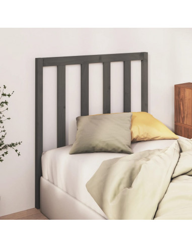 Testiera per Letto Grigia 81x4x100 cm in Legno Massello di Pino