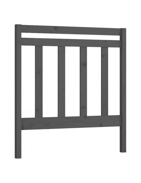 Testiera per Letto Grigia 81x4x100 cm in Legno Massello di Pino