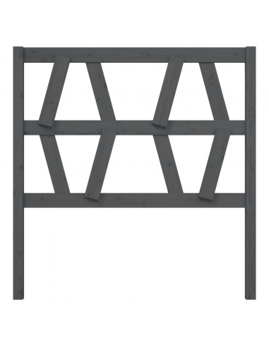 Testiera per Letto Grigia 81x4x100 cm in Legno Massello di Pino