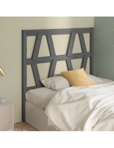 Testiera per Letto Grigia 81x4x100 cm in Legno Massello di Pino