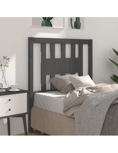 Testiera per Letto Grigia 81x4x100 cm in Legno Massello di Pino