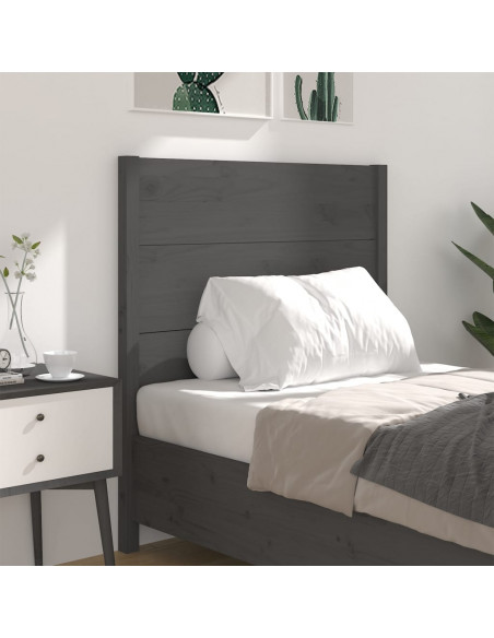 Testiera per Letto Grigia 81x4x100 cm in Legno Massello di Pino