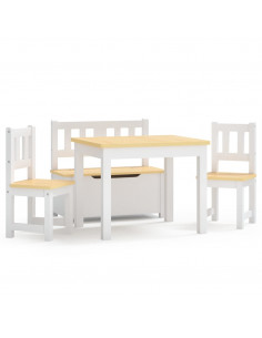 Set Tavolo e Sedie per Bambini 4 Pezzi Bianco e Beige in MDF 2
