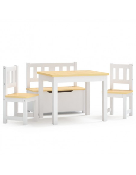 Set Tavolo e Sedie per Bambini 4 Pezzi Bianco e Beige in MDF