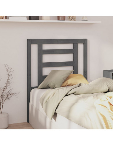 Testiera per Letto Grigia 81x4x100 cm in Legno Massello di Pino