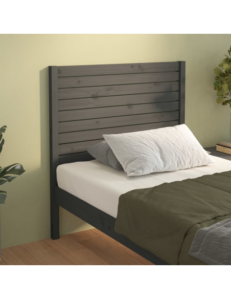 Testiera per Letto Grigia 81x4x100 cm in Legno Massello di Pino
