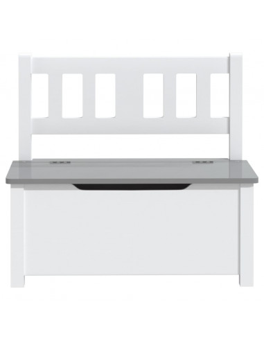 Cassapanca per Bambini Bianca e Grigia 60x30x55 cm in MDF