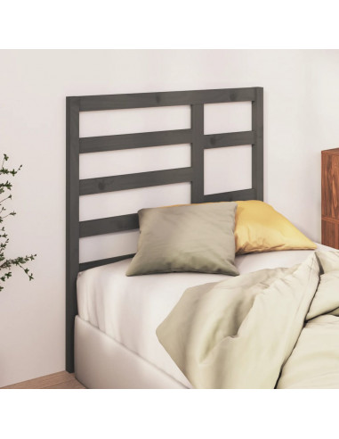 Testiera per Letto Grigia 81x4x104 cm in Legno Massello di Pino