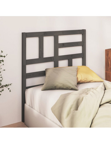 Testiera per Letto Grigia 81x4x104 cm in Legno Massello di Pino