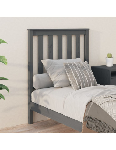 Testiera per Letto Grigia 81x6x101 cm in Legno Massello di Pino