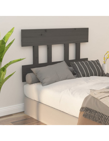Testiera per Letto Grigia 93,5x3x81cm in Legno Massello di Pino