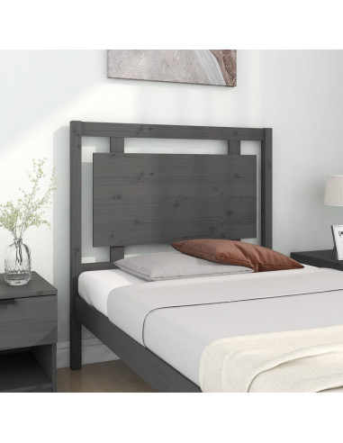 Testiera per Letto Grigia 95,5x4x100 cm Legno Massello di Pino