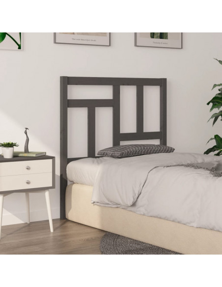 Testiera per Letto Grigia 95,5x4x100 cm Legno Massello di Pino
