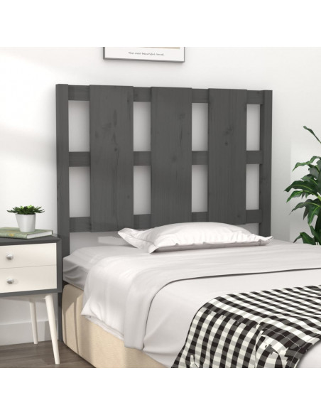Testiera per Letto Grigia 95,5x4x100 cm Legno Massello di Pino