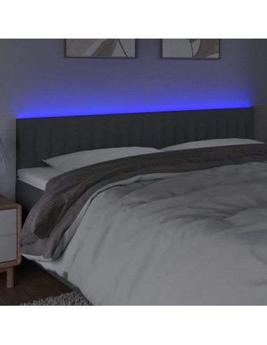 Testiera a LED Grigio Scuro 180x5x78/88 cm in Tessuto