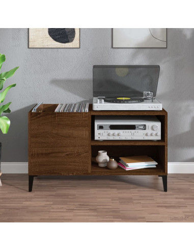 Mobile Porta Dischi Rovere Marrone 84,5x38x48 Legno Multistrato