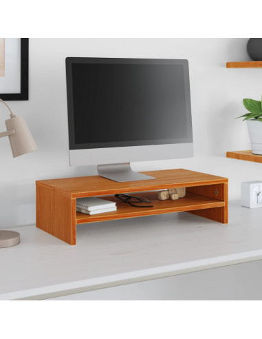 Supporto Monitor Marrone Cera 50x24x13 cm Legno Massello Pino