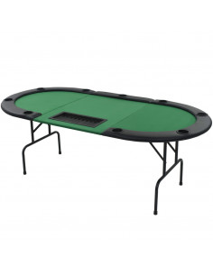 Tavolo da Poker Piegabile in 3 per 9 Giocatori Ottagonale Verde 2