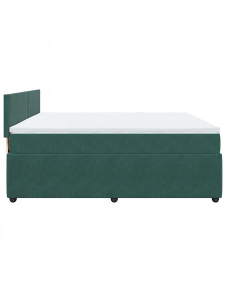 Giroletto a Molle con Materasso Verde Scuro 200x200 cm Velluto