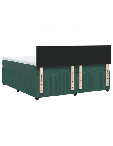 Giroletto a Molle con Materasso Verde Scuro 200x200 cm Velluto