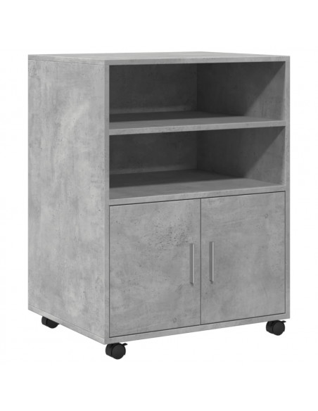 Mobiletto con Ruote Grigio Cemento 60x48x81 cm in Truciolato