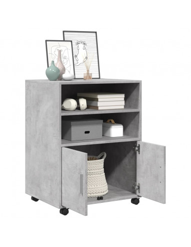 Mobiletto con Ruote Grigio Cemento 60x48x81 cm in Truciolato