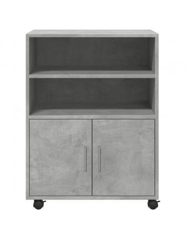 Mobiletto con Ruote Grigio Cemento 60x48x81 cm in Truciolato