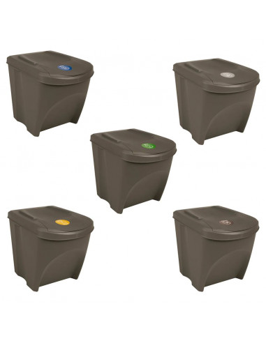 Contenitori Impilabili per Rifiuti 3pz Grigio 75L Polipropilene