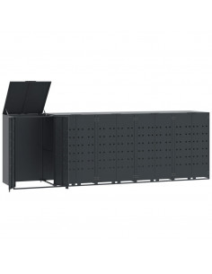 Copribidone con Ruote 5 Bidoni Antracite 345x79x117cm Acciaio 2