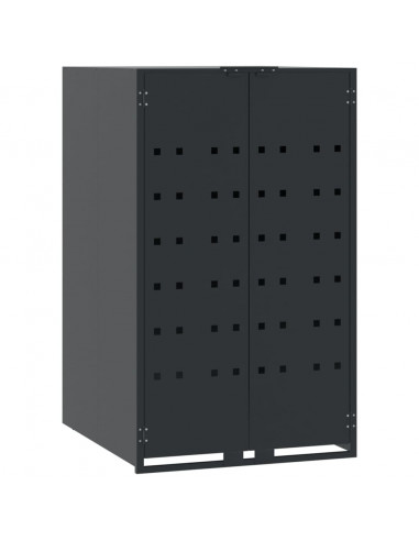 Copribidone con Ruote 5 Bidoni Antracite 345x79x117cm Acciaio