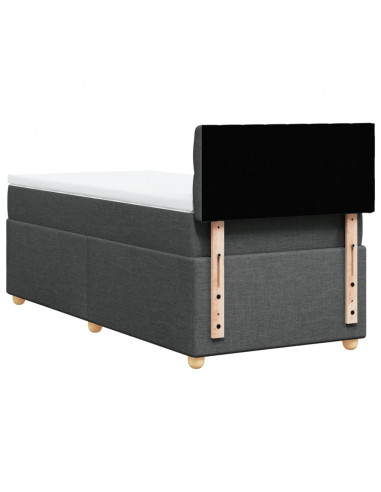Giroletto a Molle con Materasso Grigio Scuro 100x200 cm Tessuto