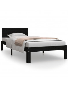 Giroletto Nero in Legno Massello di Pino 90x200 cm 2