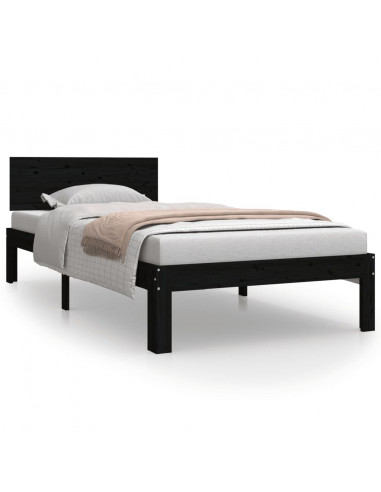 Giroletto Nero in Legno Massello di Pino 90x200 cm