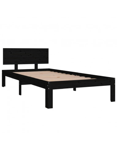 Giroletto Nero in Legno Massello di Pino 90x200 cm