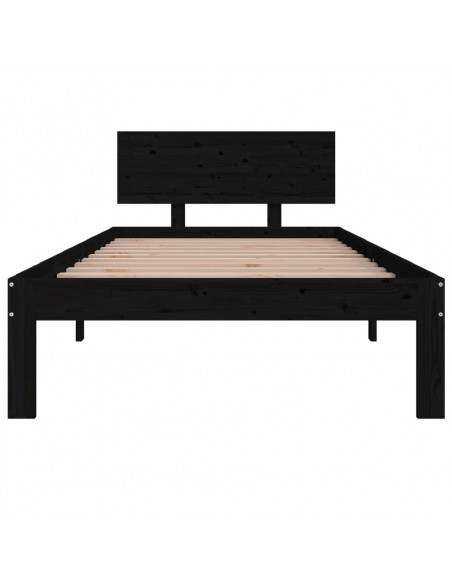 Giroletto Nero in Legno Massello di Pino 90x200 cm