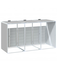 Copribidone con Ruote per 3 Bidoni Grigio 216x81x115 cm Acciaio 2