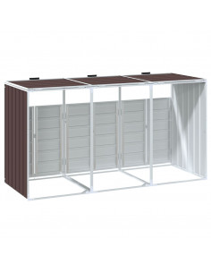 Copribidone con Ruote per 3 Bidoni Marrone 216x81x115cm Acciaio 2